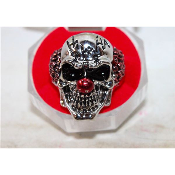 DANCING CLOWN SILVER TONE RING SZ11