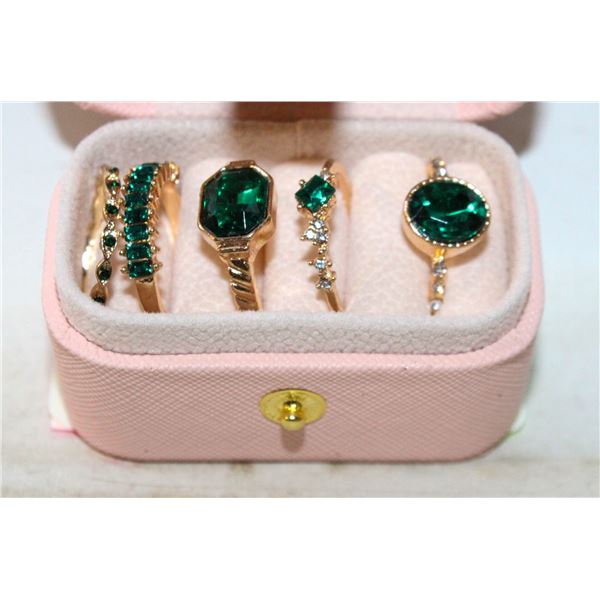 5PCS CUBIC ZIRCONIA RINGS SET SZ 9
