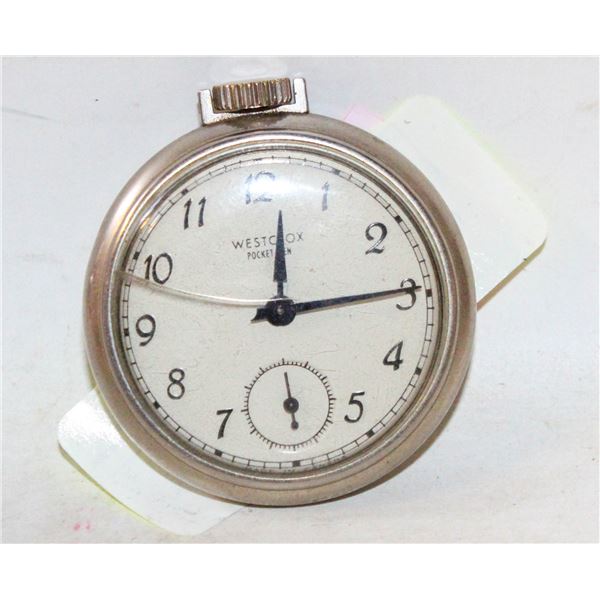 VINTAGE MECHANICAL WIND UP1950S WESTCLOX POCKET BE