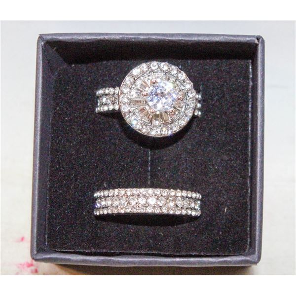 2PCS RINGS SET FOR WOMEN HEART SHAPE RINGS SZ8