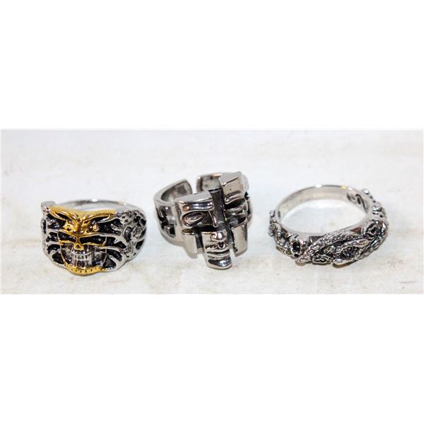LOT OF 3 BIKER RINGS