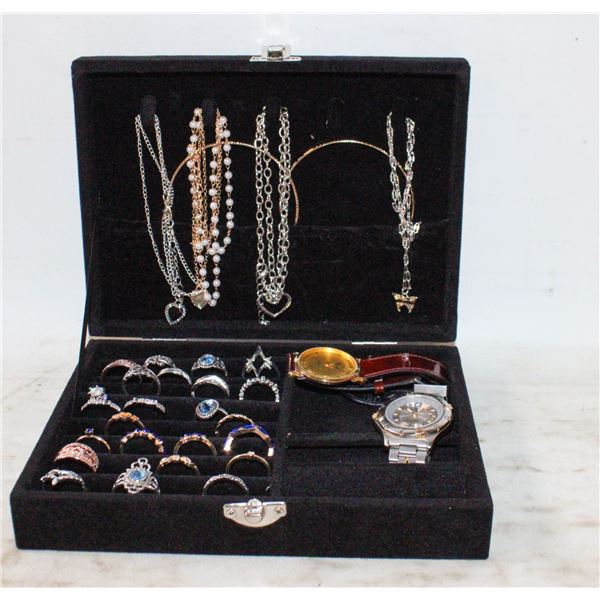 ESTATE JEWELRY BOX FULL OF JEWELRY