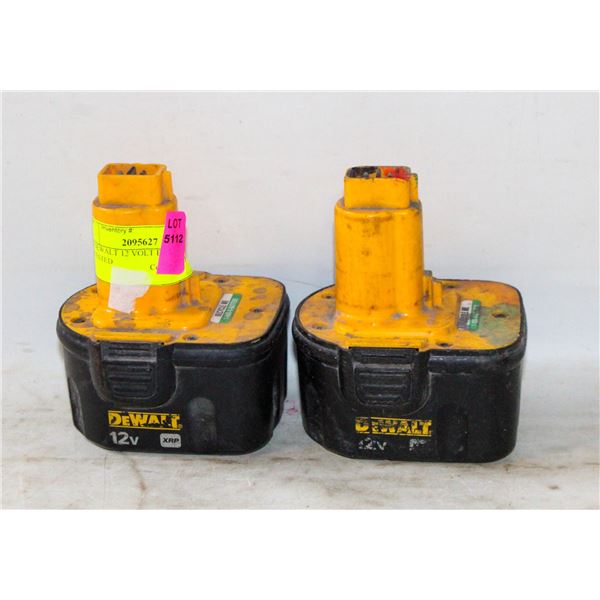 2 X DEWALT 12 VOLT BATTERIES UNTESTED