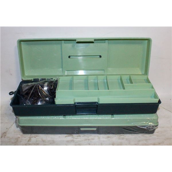 2 NEW FISHING TACKLE BOXES WITH 2 FISHING REELS