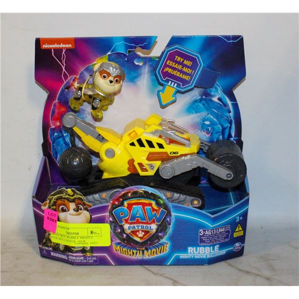 PAW PATROL RUBBLE MIGHTY MOVIE BULLDOZER - NEW