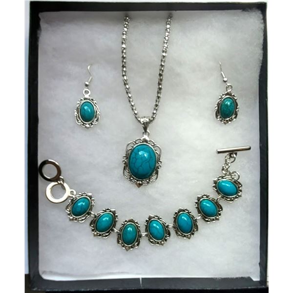 10) SET OF SILVER TONE WITH OVAL