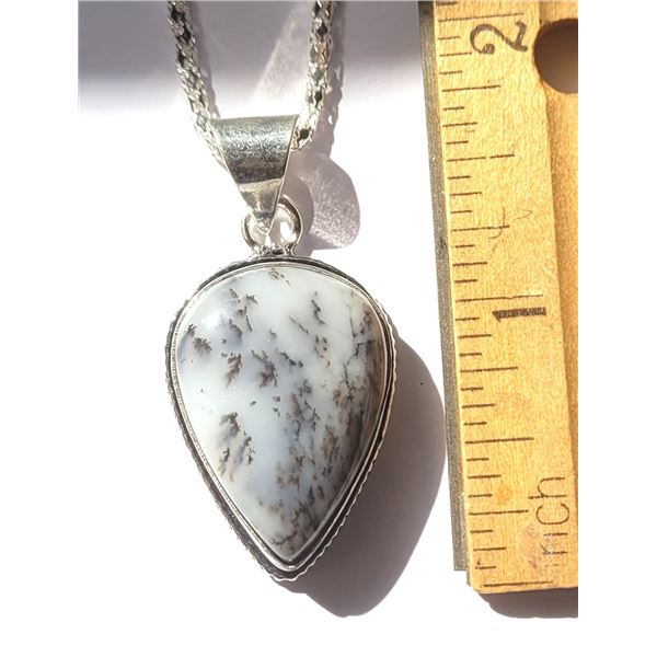 12) NATURAL PEAR SHAPED DENDRITE OPAL