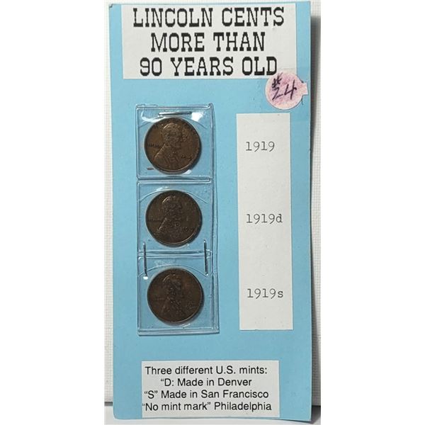 24) LOT OF 3 USA PENNIES PENNIES, SRR