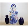 Image 1 : TABLETOP ORIENTAL PORCELAIN STATUE+VASE+LIDDED URN