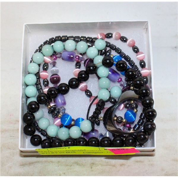 ESTATE STONE & MAGNETIC JEWELRY IN BOX