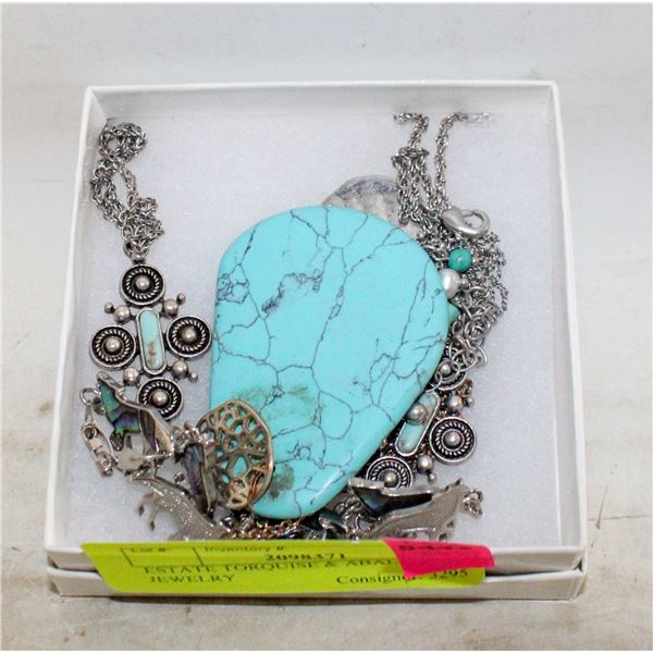 ESTATE TORQUISE & ABALONE JEWELRY