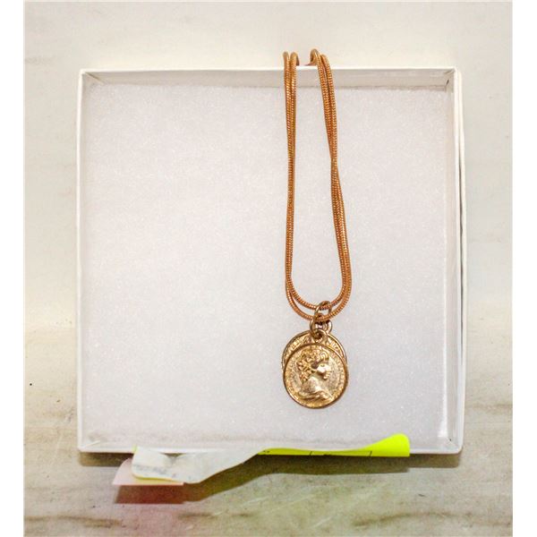 ESTATE COIN PENDANT NECKLACES IN BOX