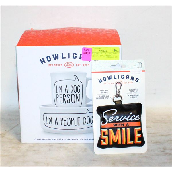 HOWLIGANS CERAMIC MUG AND PET BOWL SET SOLD WITH
