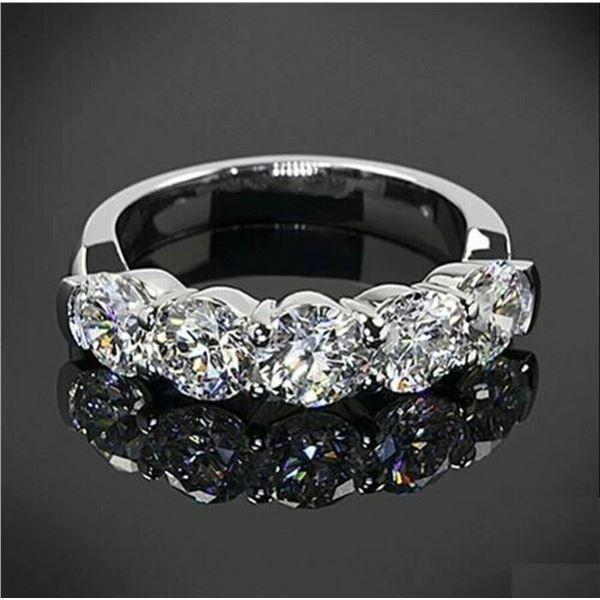 SZ 7 2.12 CT WHITE ROUND MOISSANITE RING 925S
