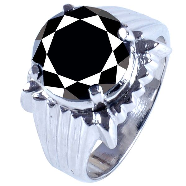 SZ 9 5.69 CT BLACK ROUND MOISSANITE 925S RING