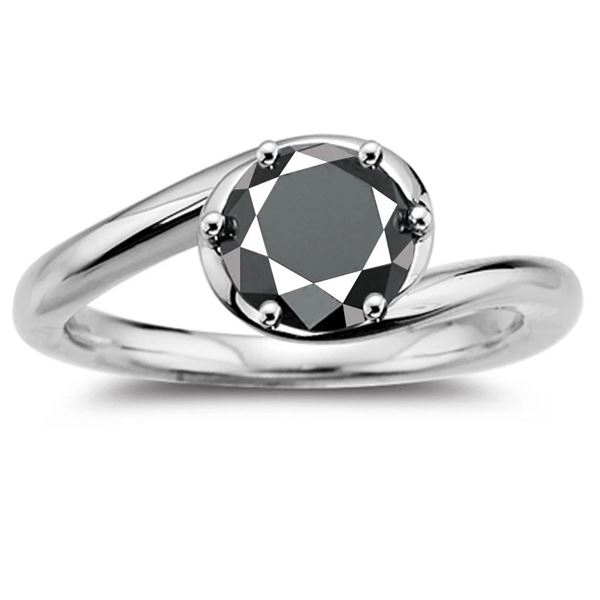 SZ 7.5 2.64 CT BLACK MOISSANITE ROUND 925S RING