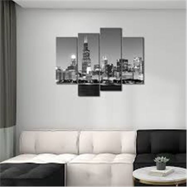 BRAND NEW 4PCS CHICAGO CITY WALL ART SKYLINE