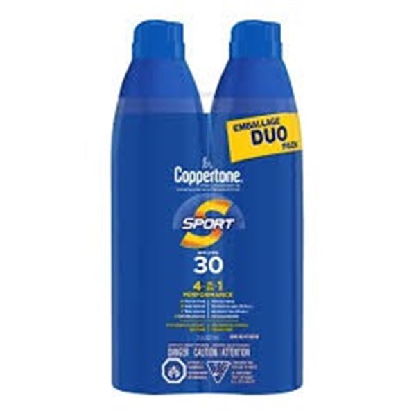 NEW 2 X 222ML COPPERTONE SPORT 30 SPRAY SUNSCREEN