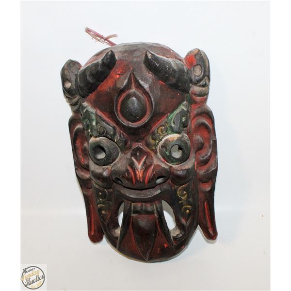 VINTAGE DEAMON MASK EAST ASIA HAND CARVED WOOD