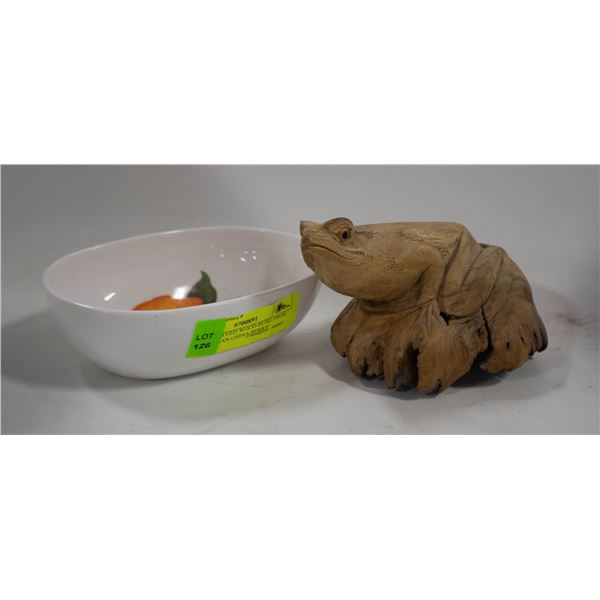 HAND CARVED WOOD BURL FROG INDONESIAN CHINA BERRY