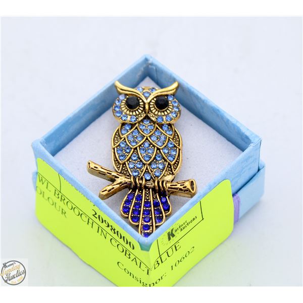 OWL BROOCH IN COBALT BLUE COLOUR