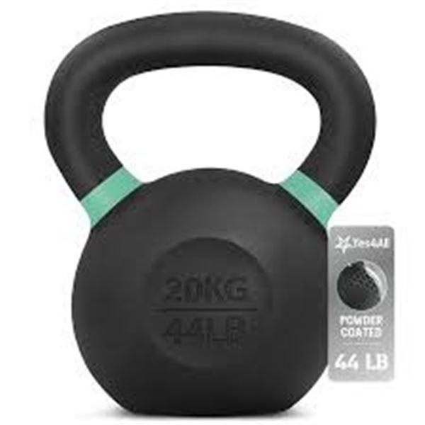 NEW YES4ALL 20KG POWDER COAT KETTLEBELL CAST IRON