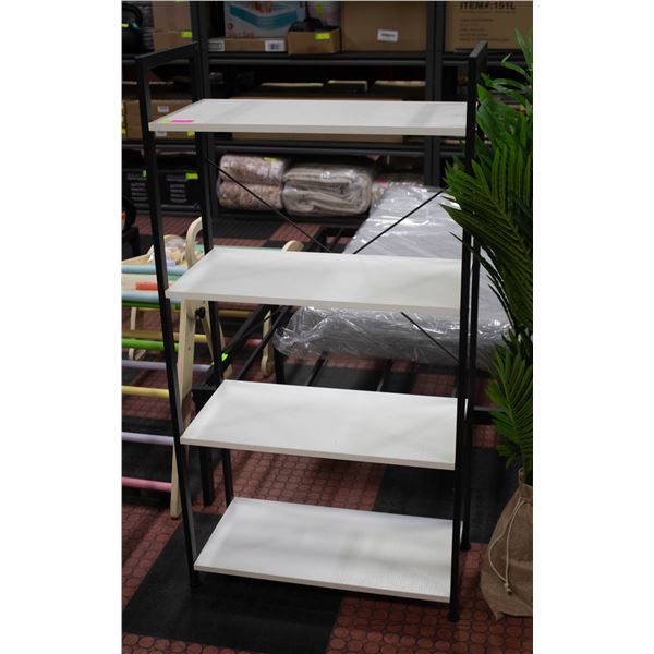 NEW ASSEMBLED 4 TIER WHITE AND BLACK SHELF