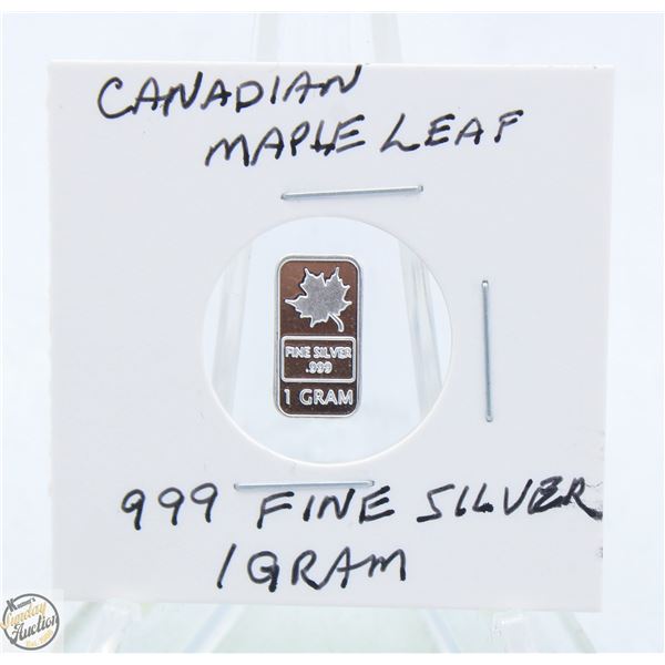 #3226-CANADIAN 999 FINE SILVER 1 GRAM BAR