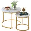 Image 1 : BRAND NEW WOLAWU COFFEE TABLE WHITE & GOLD 2 SET