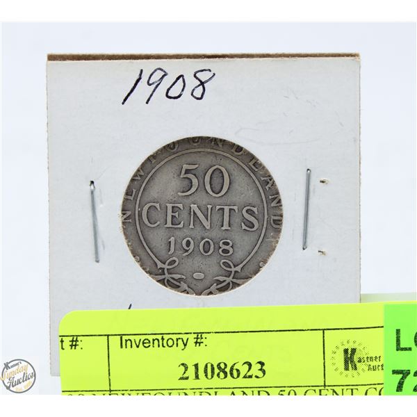 1908 NEWFOUNDLAND 50 CENT COIN