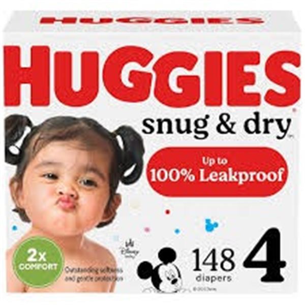 NEW 148 DIAPERS HUGGIES SNUG & DRY SIZE 4