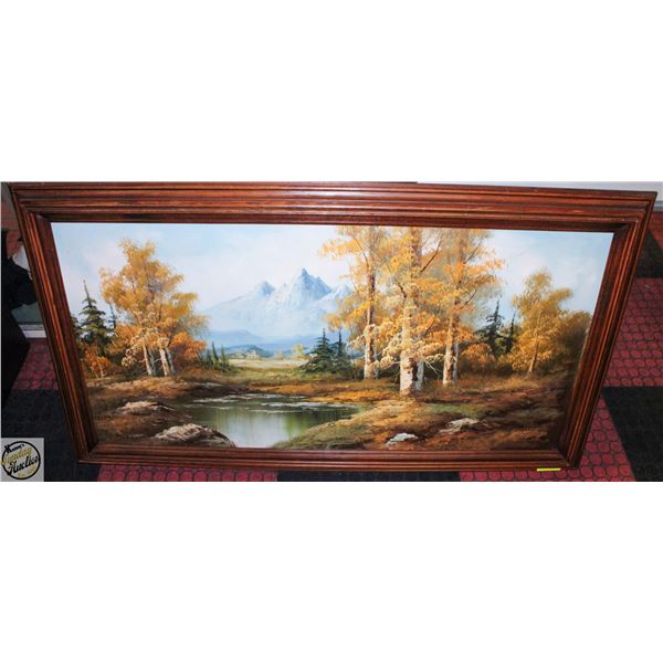 FRAMED CANVAS PICTURE FALL SCENERY 30" X 55"