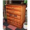 Image 1 : VINTAGE 5 DRAWER TALLBOY DRESSER SOLID BRASS HARD-
