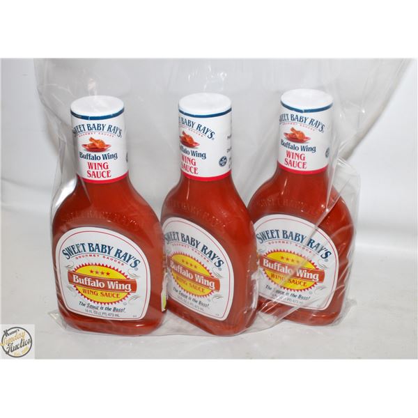 3 X 473ML NEW BABY RAYS BUFFALO WING SAUCE BB12/25