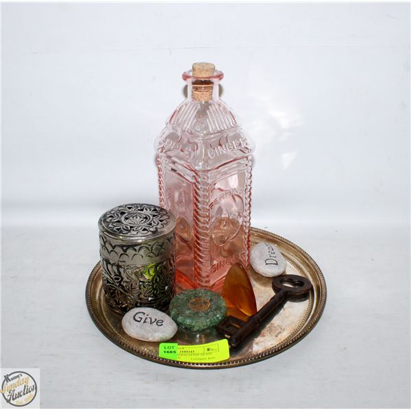 PINK DEPRESSION STYLE GLASS BOTTLE WITH