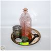 Image 1 : PINK DEPRESSION STYLE GLASS BOTTLE WITH