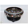 Image 1 : VINTAGE CLOISONNE BOWL WITH BIRDS AND FLOWERS 7"