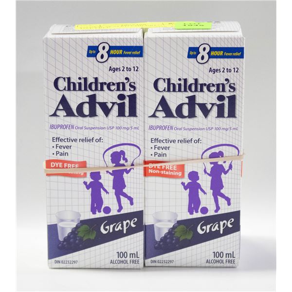 (2) NEW SEALED CHILDRENS ADVIL DYE FREE
