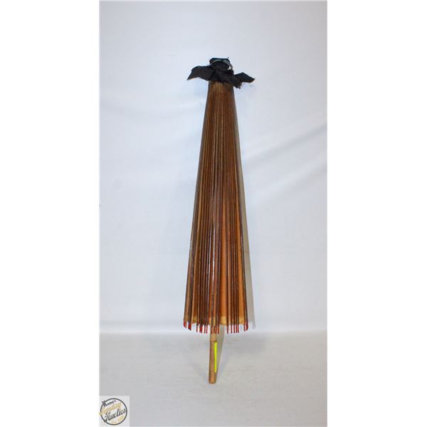 VINTAGE ORIENTAL BAMBOO RICE PAPER PARASOL BROWN