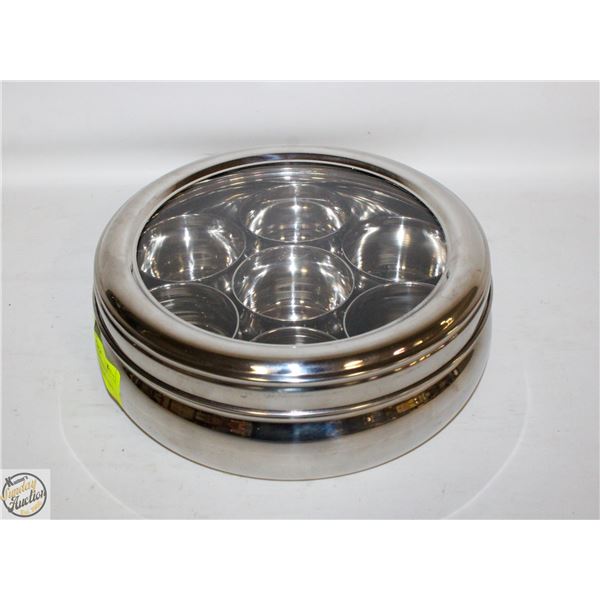 7 SMALL CONTAINER INDIAN STAINLESS STEEL MASALA