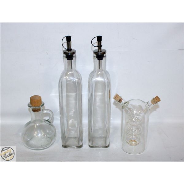 ESTATE LOT OF APOTHOCARY JARS WITH OIL JARS