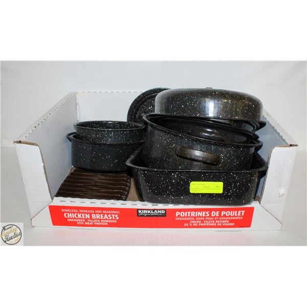 ESTATE LOT OF VARIOUS ROASTING BLACK PANS
