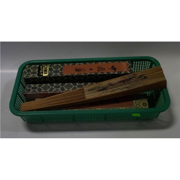 LOT OF CHINESE BAMBOO SOUVINOUR FANS