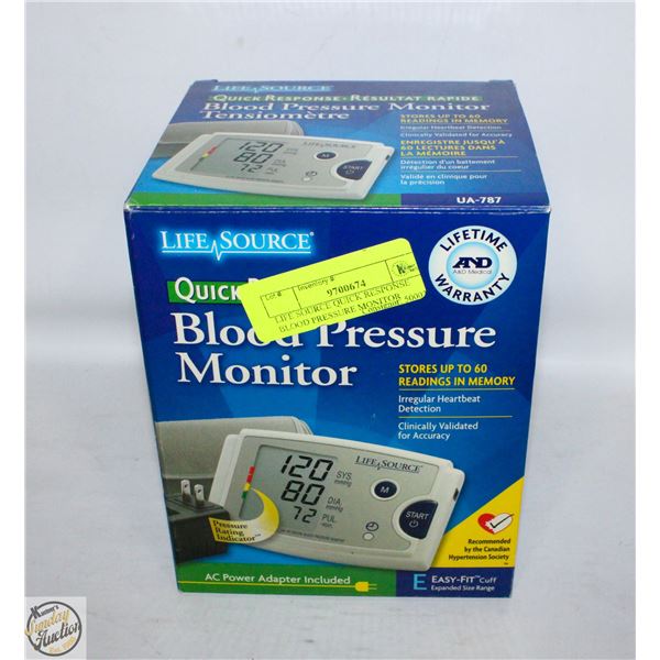 LIFE SOURCE QUICK RESPONSE BLOOD PRESSURE MONITOR