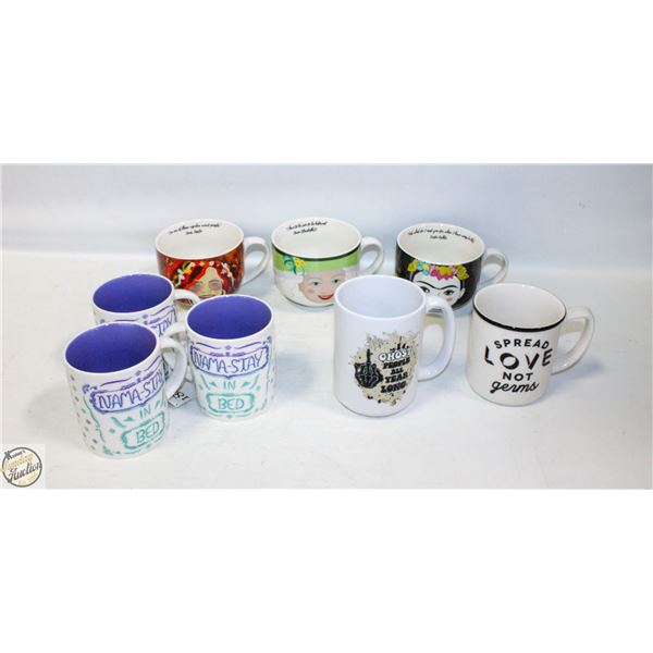 FLAT FULL OF NEW CERAMIC MUGS