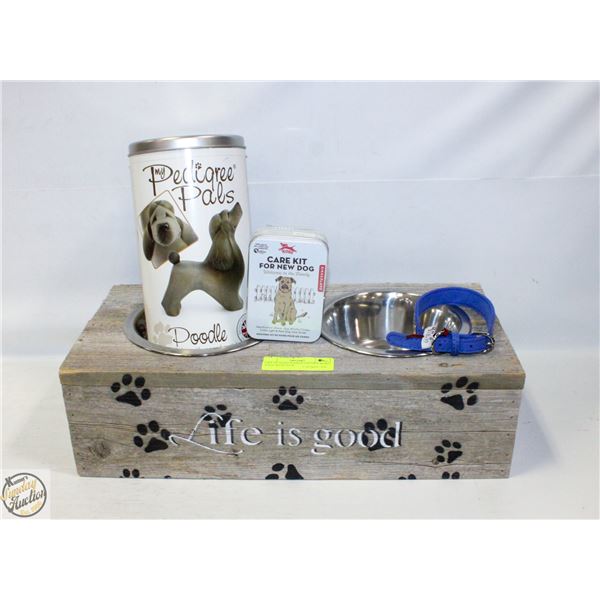 LIFE IS GOOD RAISED FEEDER BOWL SOLD WITH NEW