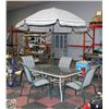 Image 1 : PATIO TABLE+4 CHAIRS+8' PATIO UMBRELLA+HEAVY BASE
