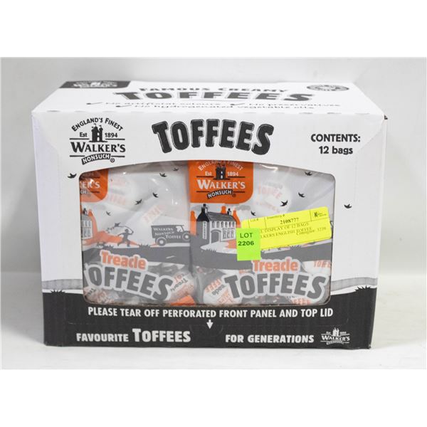FULL DISPLAY OF 12 BAGS WALKERS ENGLISH TOFFEE