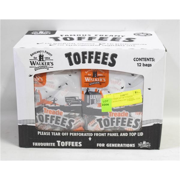 FULL DISPLAY OF 12 BAGS WALKERS ENGLISH TOFFEE
