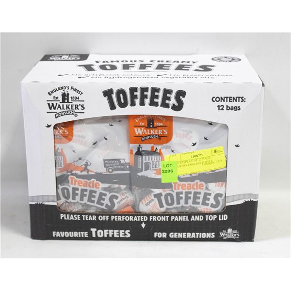 FULL DISPLAY OF 12 BAGS WALKERS ENGLISH TOFFEE